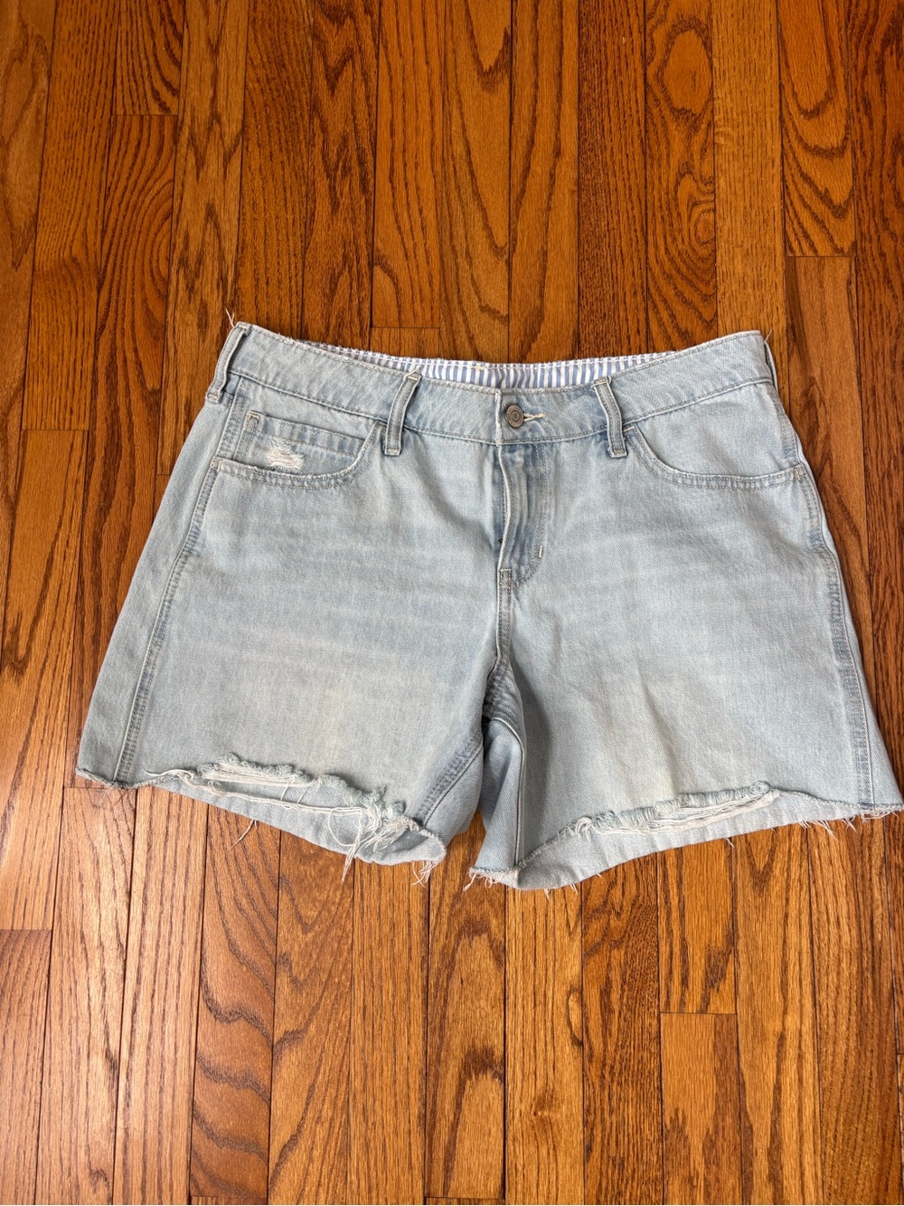 Hollister Light Blue Distressed Denim Shorts